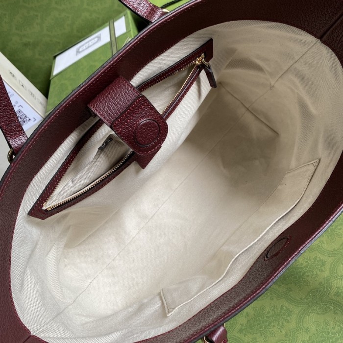 G*u*i ophidia medium tote with web burgundy gg canvas