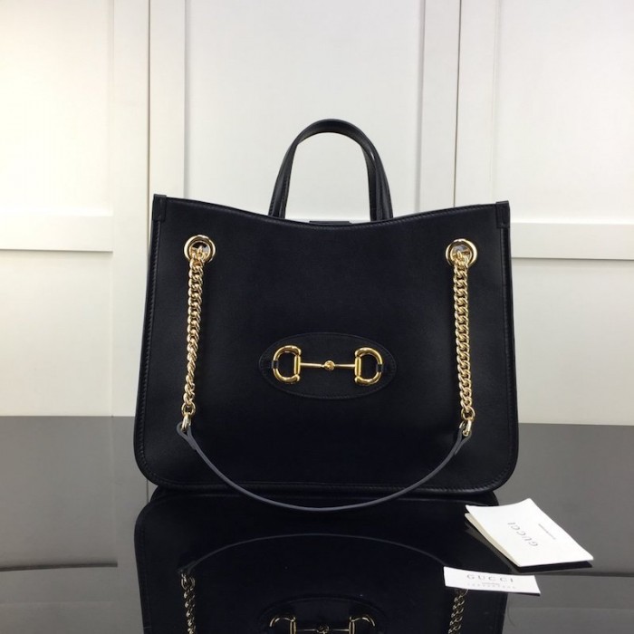 G*u*i 1955 horsebit large tote bag black