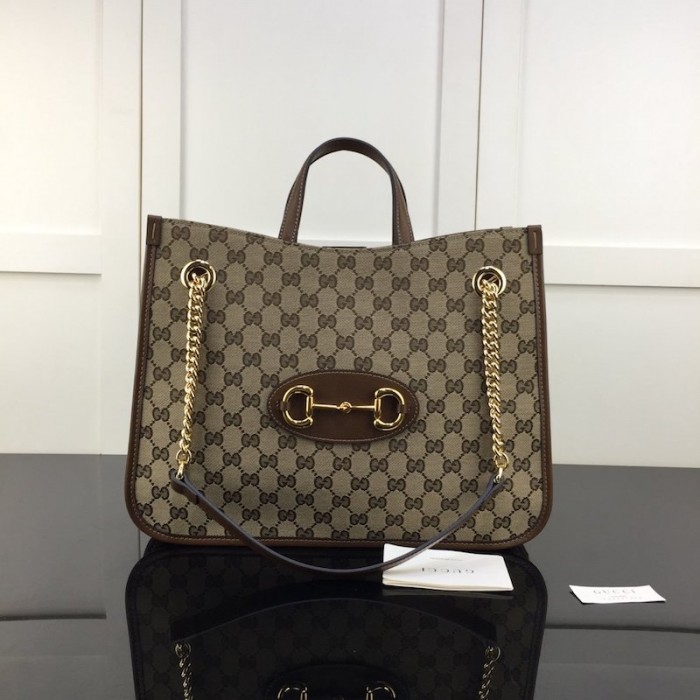 G*u*i 1955 horsebit large tote bag brown