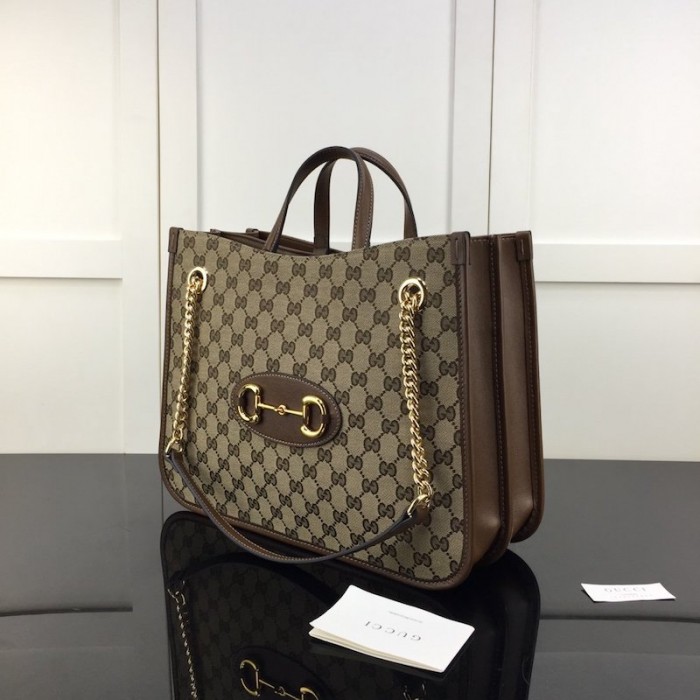 G*u*i 1955 horsebit large tote bag brown
