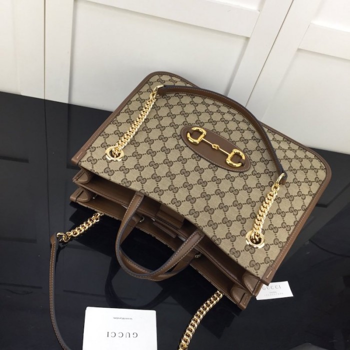G*u*i 1955 horsebit large tote bag brown