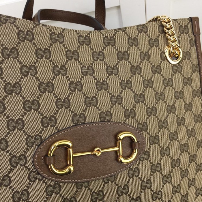 G*u*i 1955 horsebit large tote bag brown