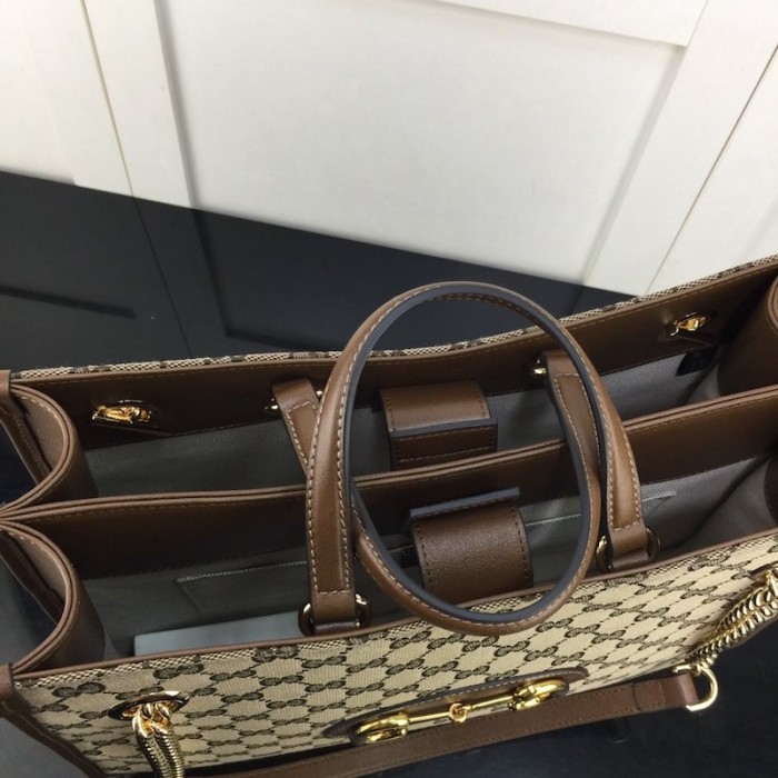 G*u*i 1955 horsebit large tote bag brown
