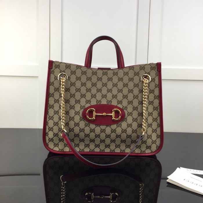 G*u*i 1955 horsebit large tote bag red