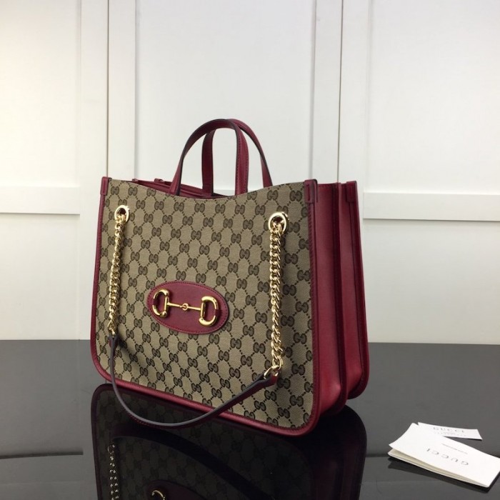 G*u*i 1955 horsebit large tote bag red