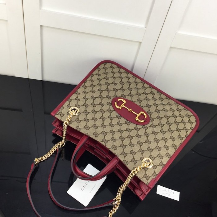 G*u*i 1955 horsebit large tote bag red