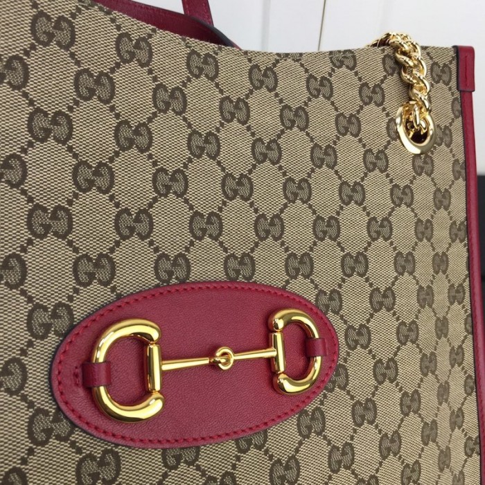 G*u*i 1955 horsebit large tote bag red