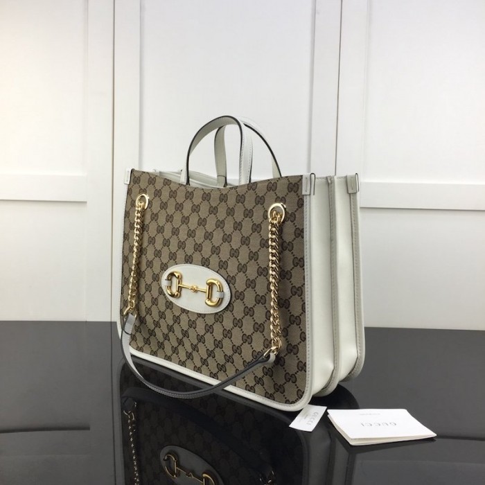 G*u*i 1955 horsebit large tote bag white