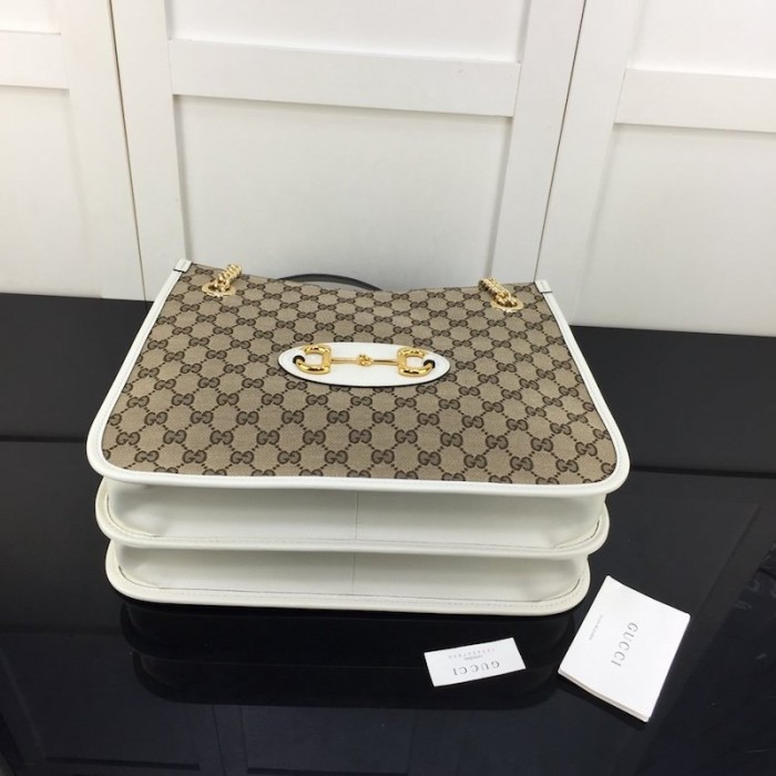 G*u*i 1955 horsebit large tote bag white