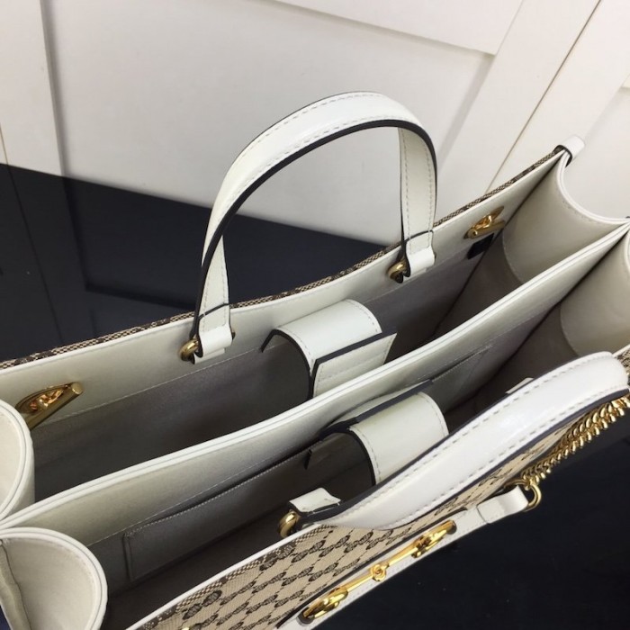 G*u*i 1955 horsebit large tote bag white