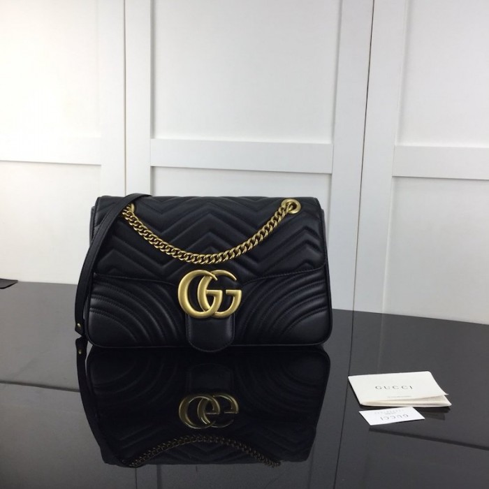G*u*i gg marmont medium matelassé shoulder bag black