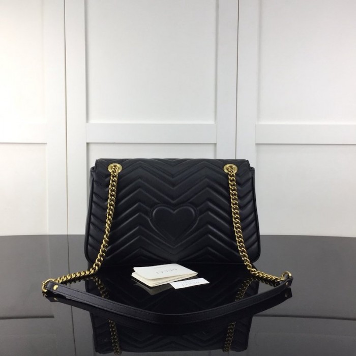 G*u*i gg marmont medium matelassé shoulder bag black