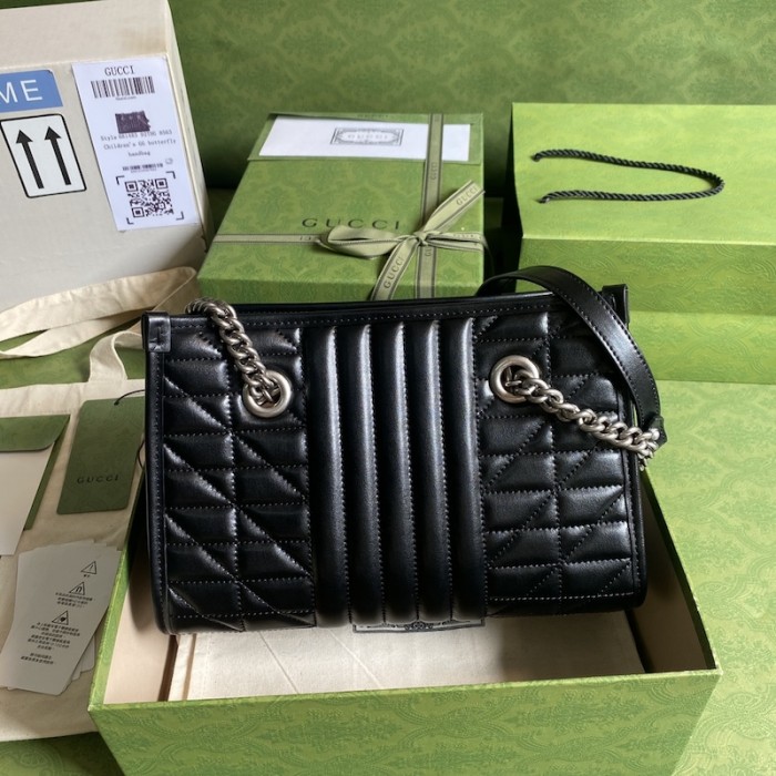 G*u*i gg marmont leather tote bag black 681483