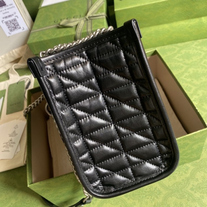 G*u*i gg marmont leather tote bag black 681483