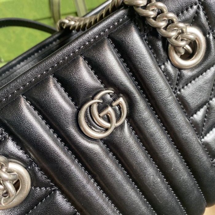 G*u*i gg marmont leather tote bag black 681483