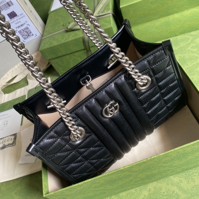 G*u*i gg marmont leather tote bag black 681483