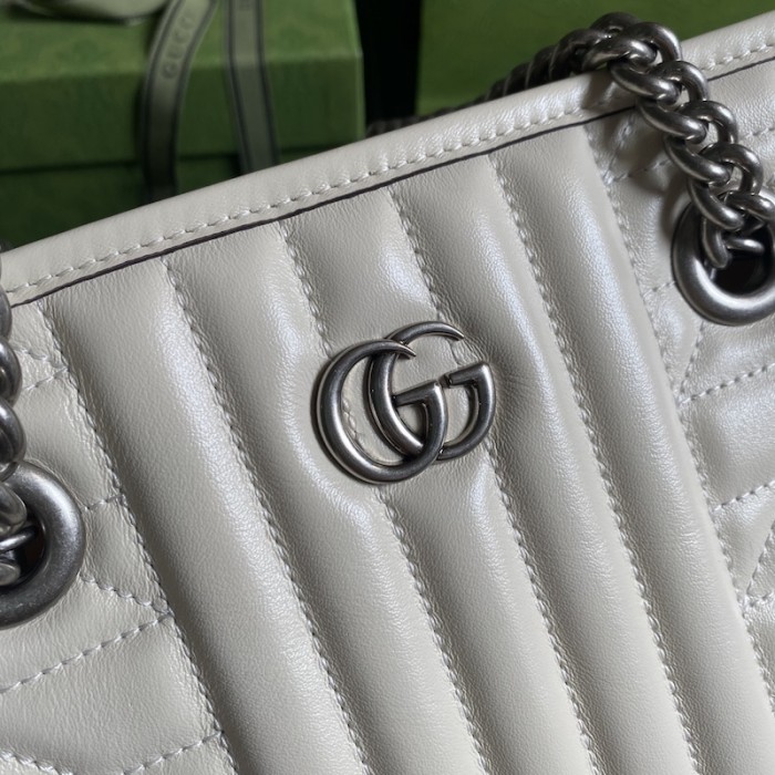 G*u*i gg marmont leather tote bag white 681483