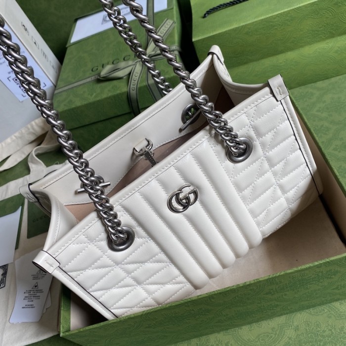 G*u*i gg marmont leather tote bag white 681483