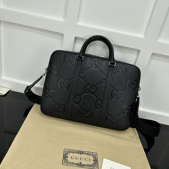 G*u*i jumbo gg briefcase black jumbo gg leather ‎658573