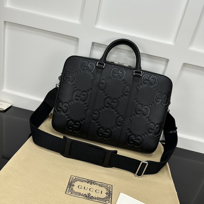 G*u*i jumbo gg briefcase black jumbo gg leather ‎658573