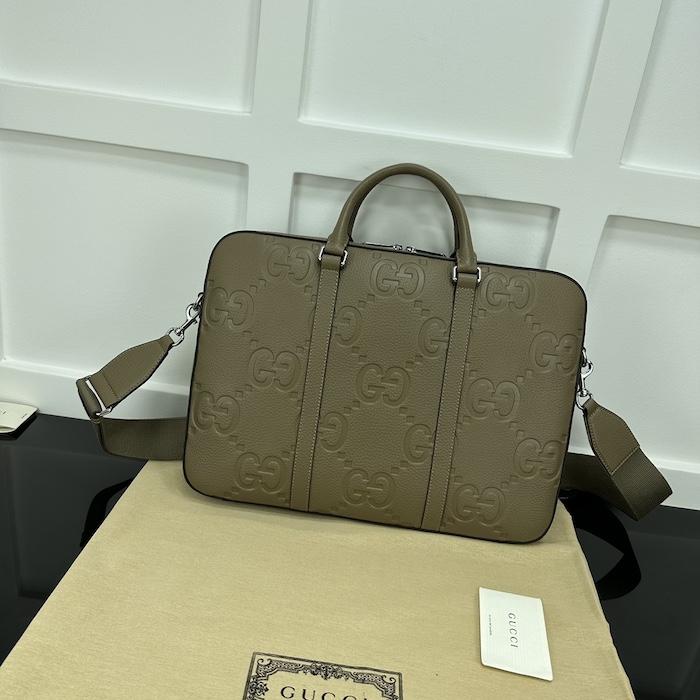 G*u*i jumbo gg briefcase taupe jumbo gg leather ‎658573