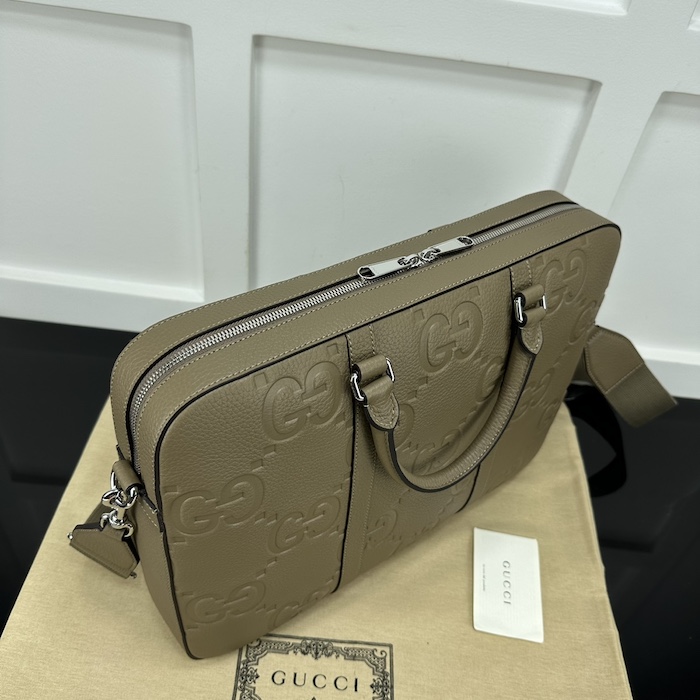 G*u*i jumbo gg briefcase taupe jumbo gg leather ‎658573