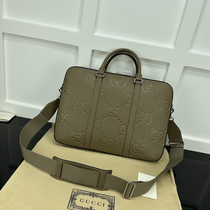 G*u*i jumbo gg briefcase taupe jumbo gg leather ‎658573