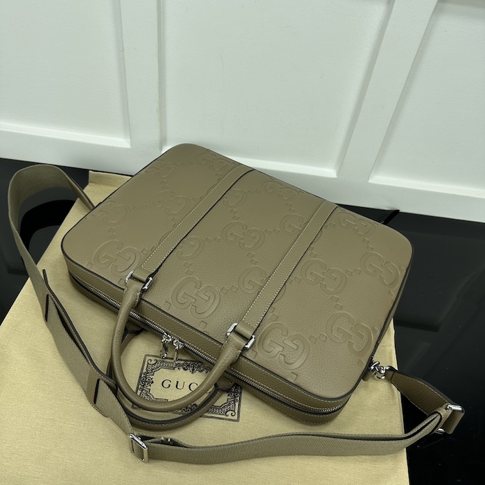 G*u*i jumbo gg briefcase taupe jumbo gg leather ‎658573