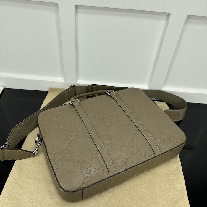 G*u*i jumbo gg briefcase taupe jumbo gg leather ‎658573