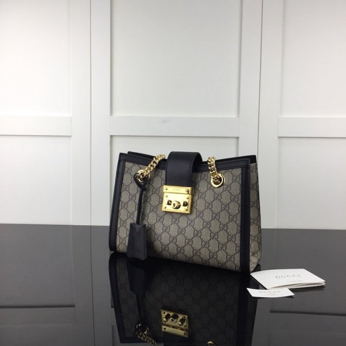 G*u*i padlock small gg shoulder bag black 498156