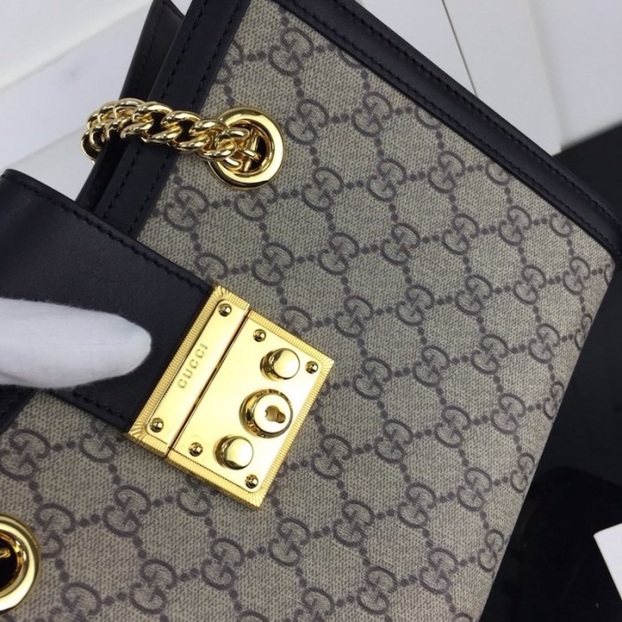 G*u*i padlock small gg shoulder bag black 498156