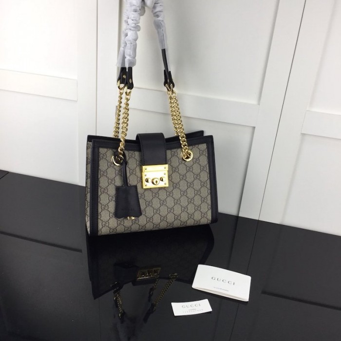 G*u*i padlock small gg shoulder bag black 498156