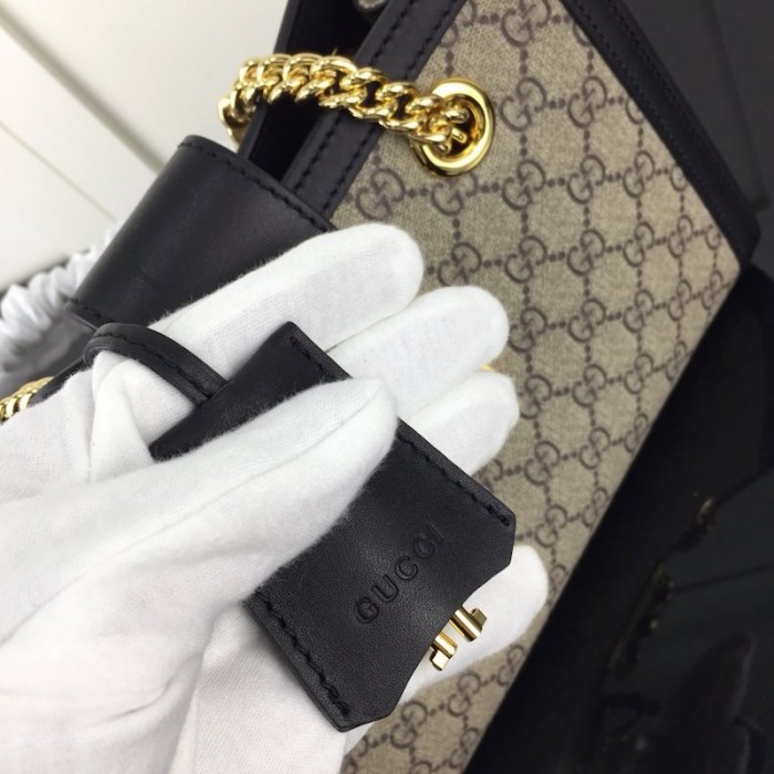 G*u*i padlock small gg shoulder bag black 498156