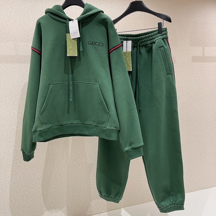 G*u*i cotton jersey hooded sweatshirt tracksuit green 768444