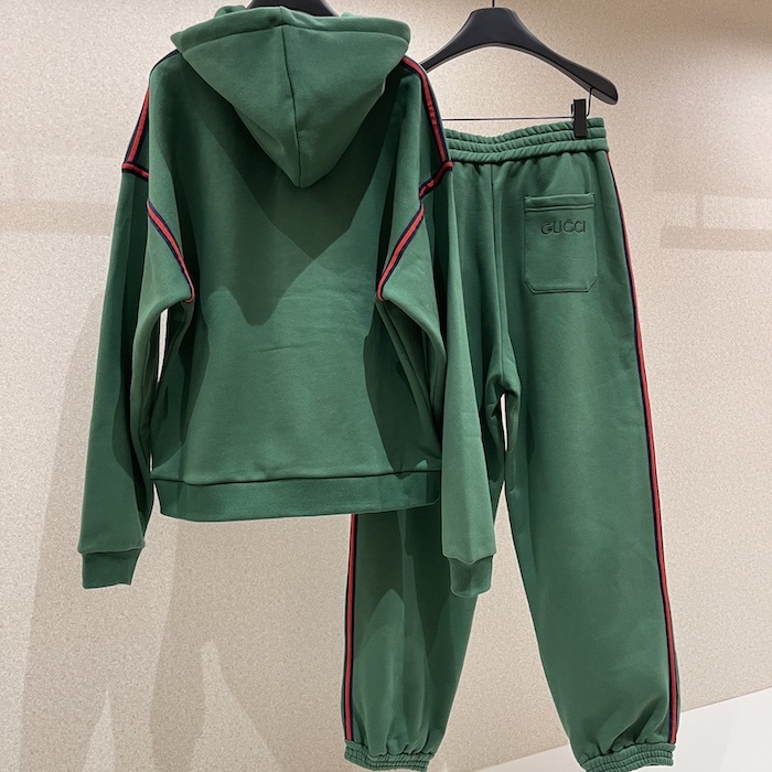 G*u*i cotton jersey hooded sweatshirt tracksuit green 768444