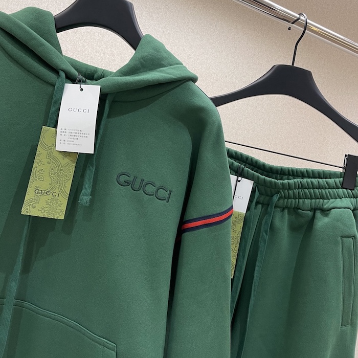 G*u*i cotton jersey hooded sweatshirt tracksuit green 768444