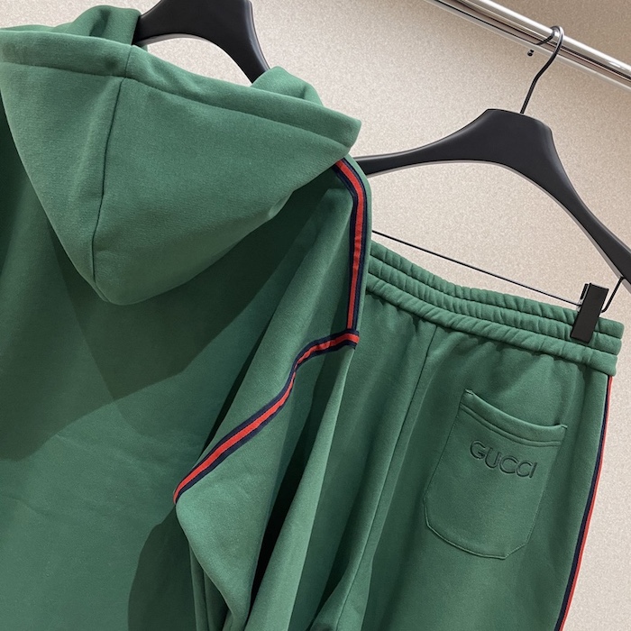 G*u*i cotton jersey hooded sweatshirt tracksuit green 768444
