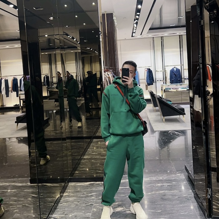 G*u*i cotton jersey hooded sweatshirt tracksuit green 768444