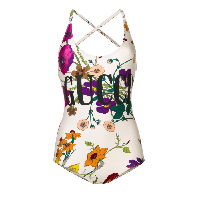 G*u*i logo floral print swimsuit