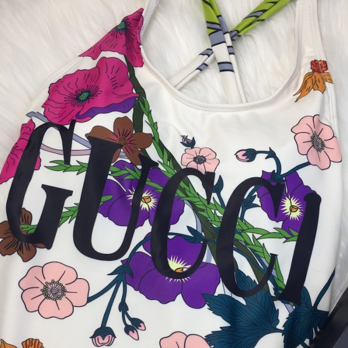 G*u*i logo floral print swimsuit