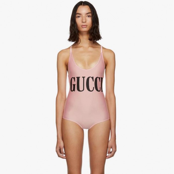 G*u*i logo swimsuit pink
