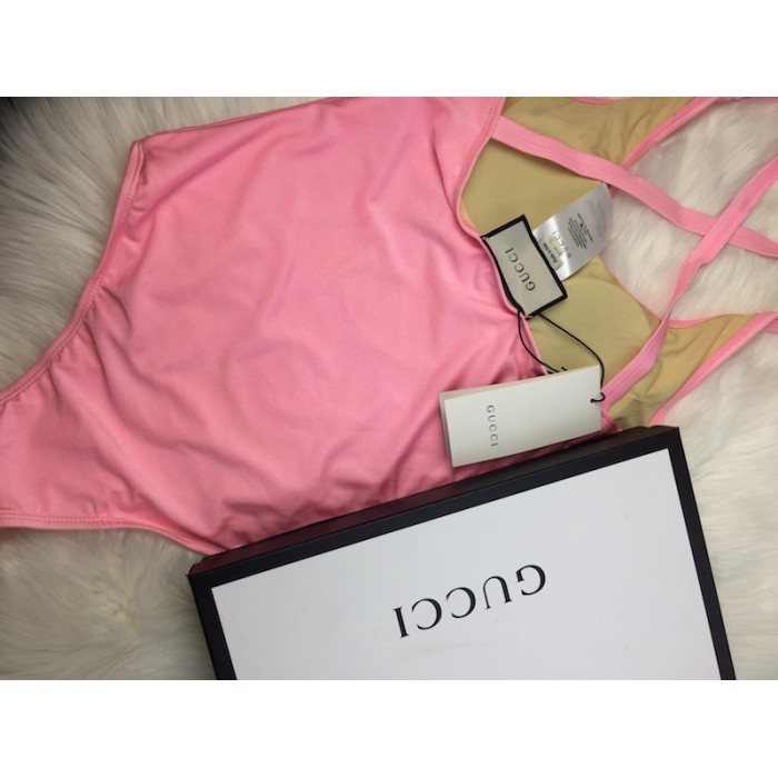 G*u*i logo swimsuit pink