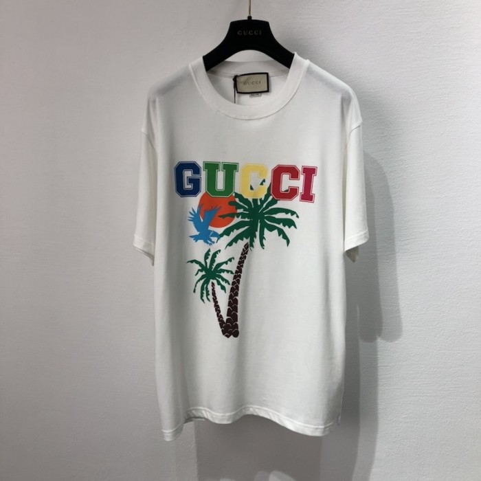 G*u*i cotton jersey t-shirt with G*u*i palms