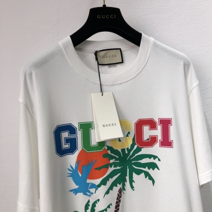 G*u*i cotton jersey t-shirt with G*u*i palms