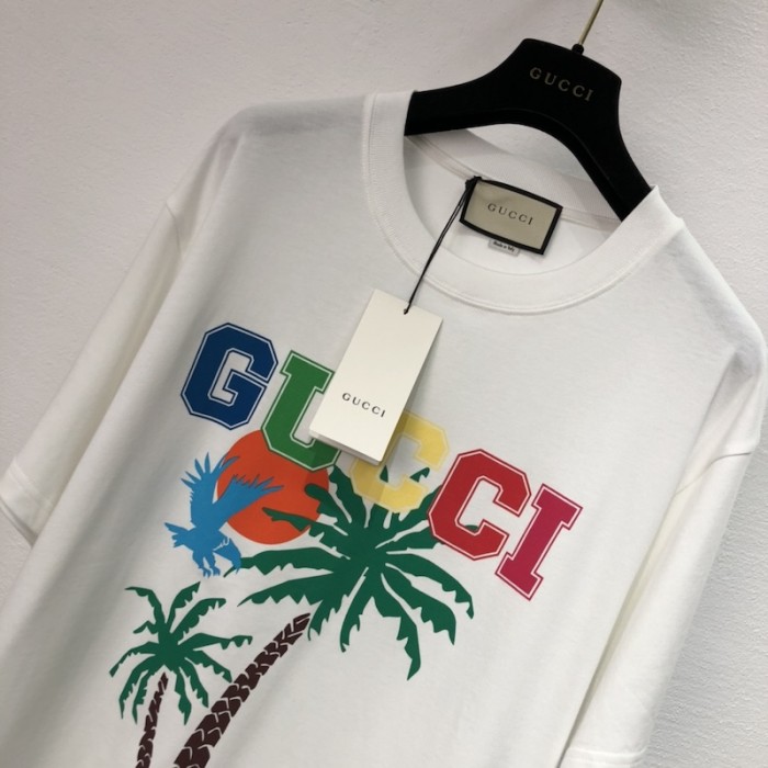 G*u*i cotton jersey t-shirt with G*u*i palms
