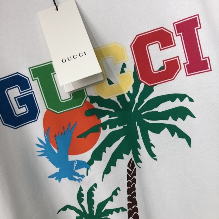 G*u*i cotton jersey t-shirt with G*u*i palms