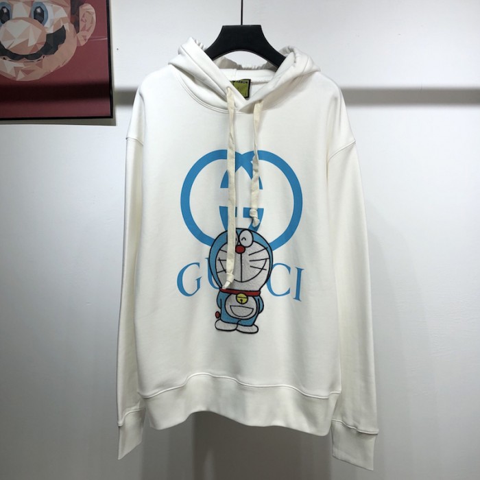 doraemon x G*u*i cotton hoodie white