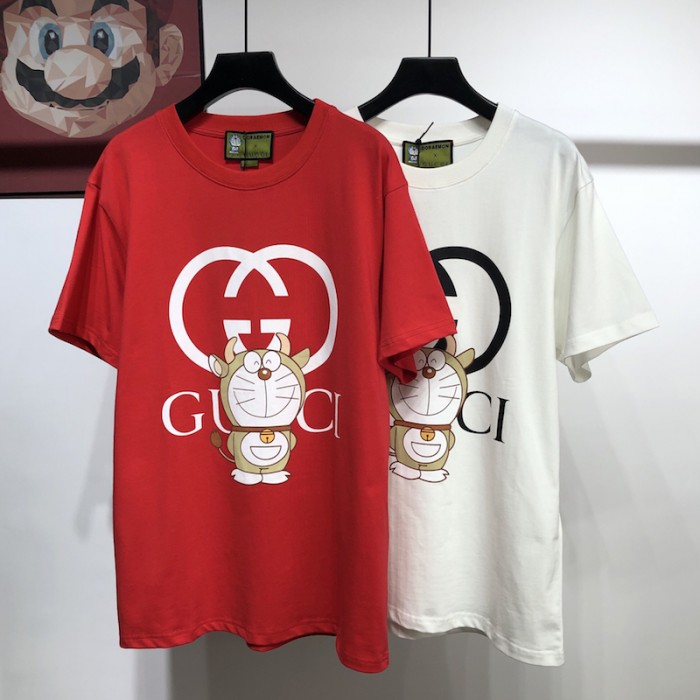 doraemon x G*u*i oversize t-shirt red