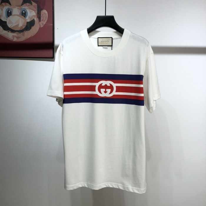 G*u*i interlocking g stripe print t-shirt off white