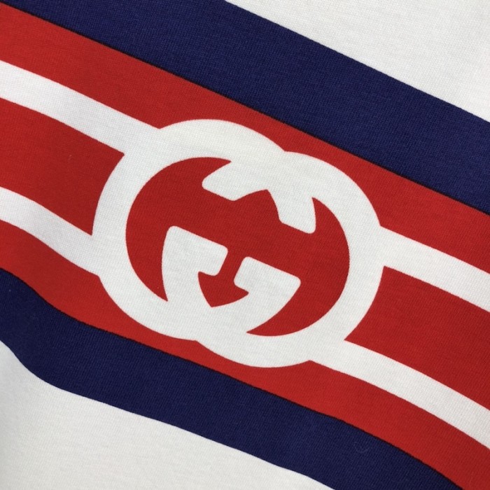 G*u*i interlocking g stripe print t-shirt off white